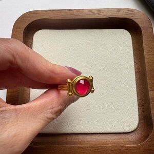 Julie Vos Gold Ring with Vibrant Red Stone